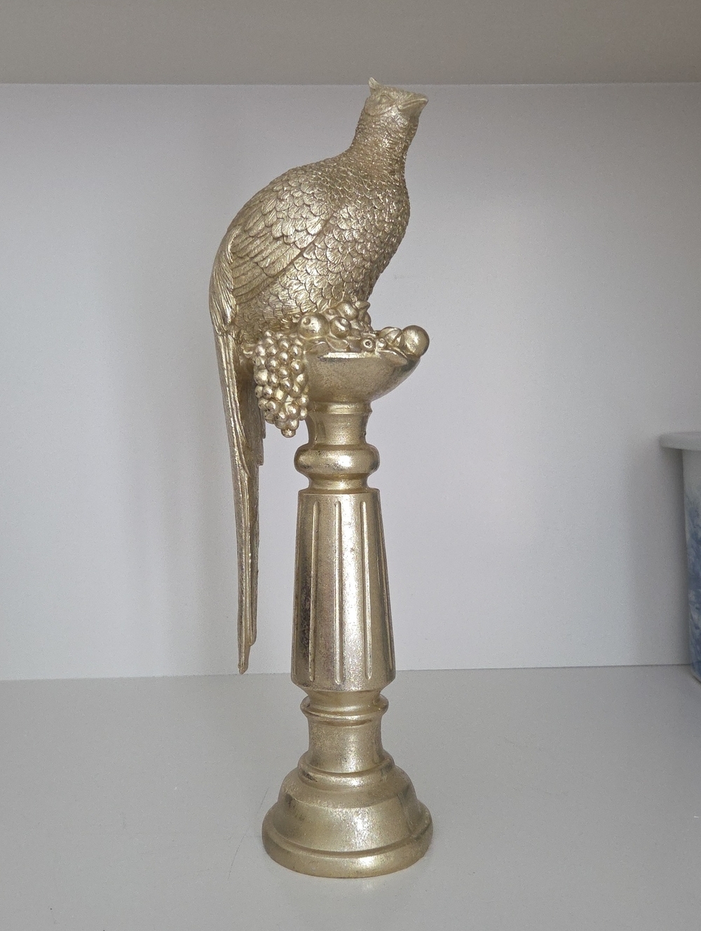 Hobby Lobby Gold Pheasant on Pedestal Sculpture